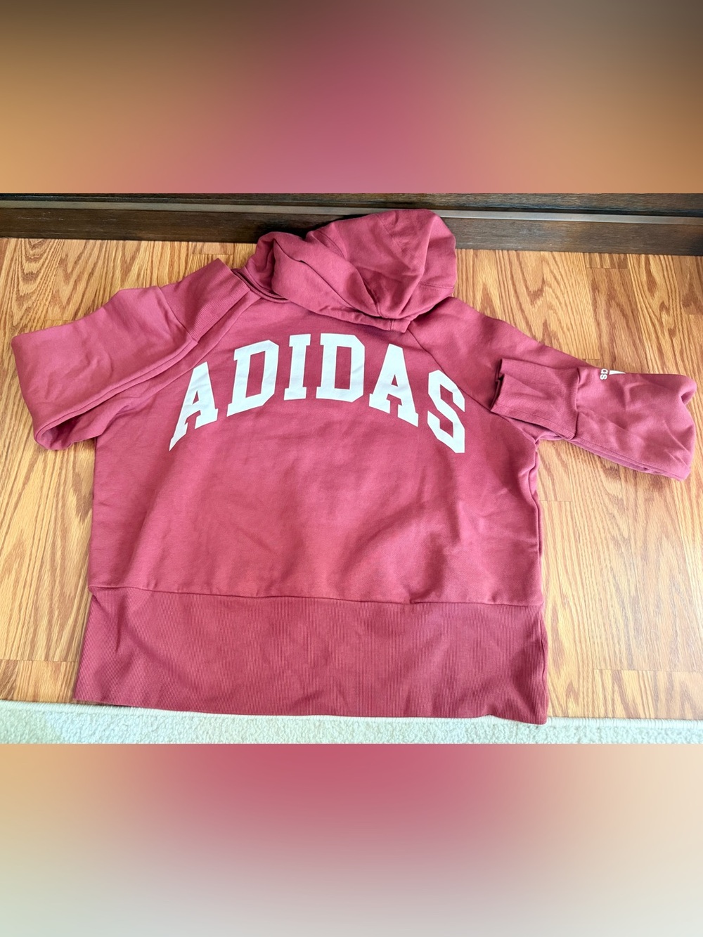 Adidas Maroon Pullover Hoodie with White Logo